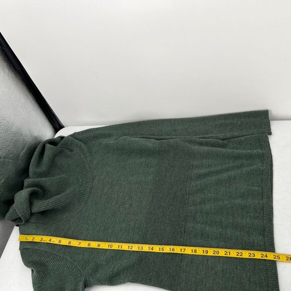 Carole Little Sweater XL Green 100% Italian Merino Wool Cowl Neck Ribbed Knit - Picture 5 of 8